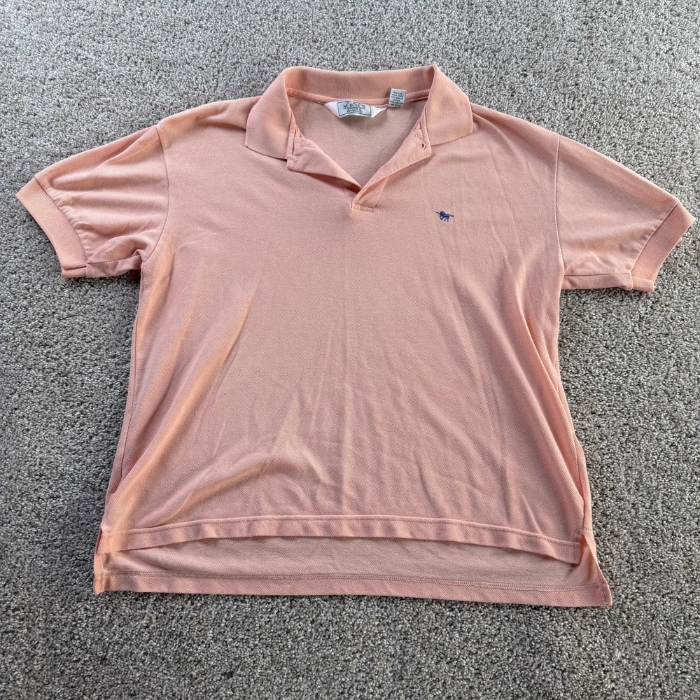 Vintage The Men's Store At Sears Polo Shirt Mens Large Pink Solid Short Sleeve